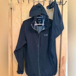 Men’s Mountain Hardwear Nylon Spring Ski or Rain Jacket Black, XL, Never Worn